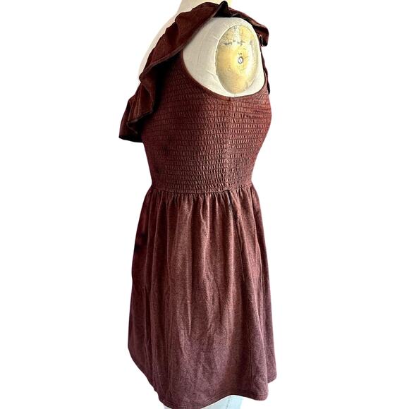 Womens Dress Size Medium Brown Tie Dye Ruffle Festival Earthy Summer Cottage - Picture 5 of 8